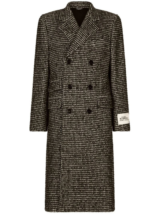 Black Double-breasted Houndstooth Coat