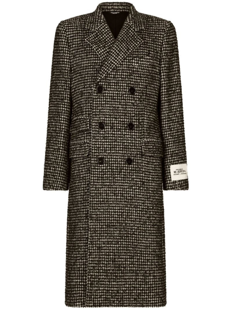 Black Double-breasted Houndstooth Coat