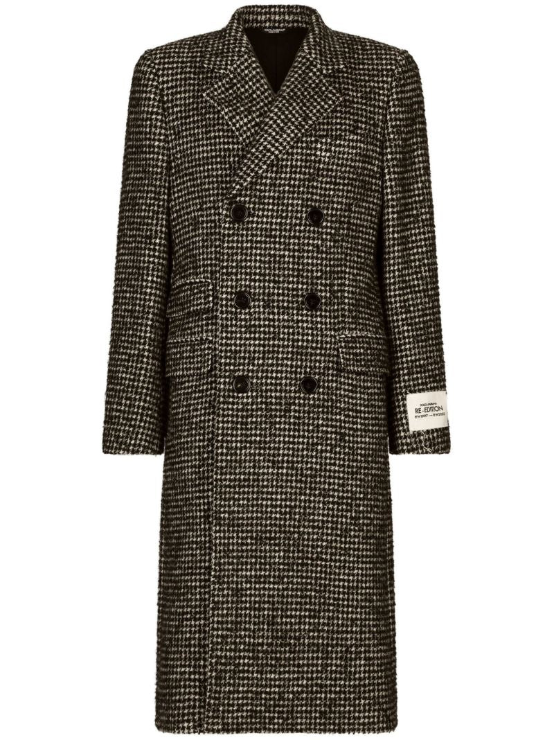 Black Double-breasted Houndstooth Coat