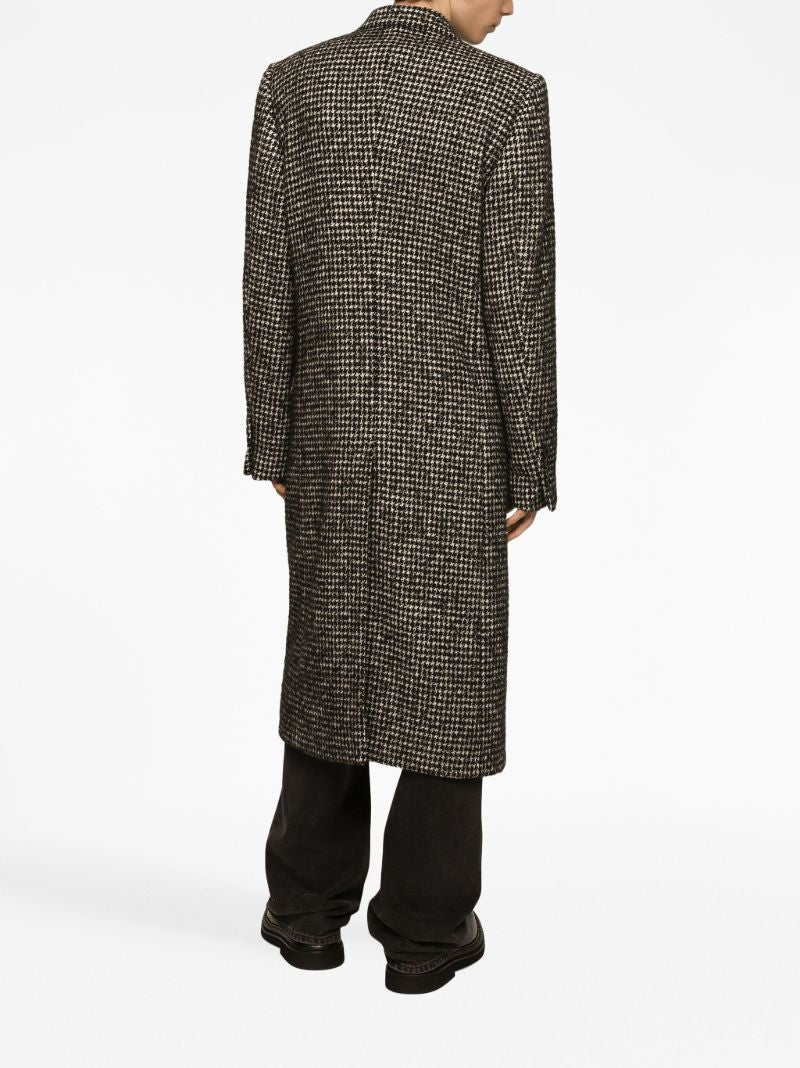 Black Double-breasted Houndstooth Coat