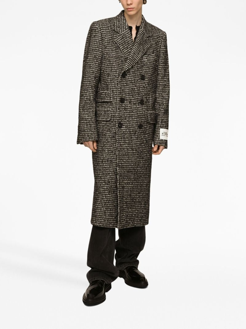 Black Double-breasted Houndstooth Coat