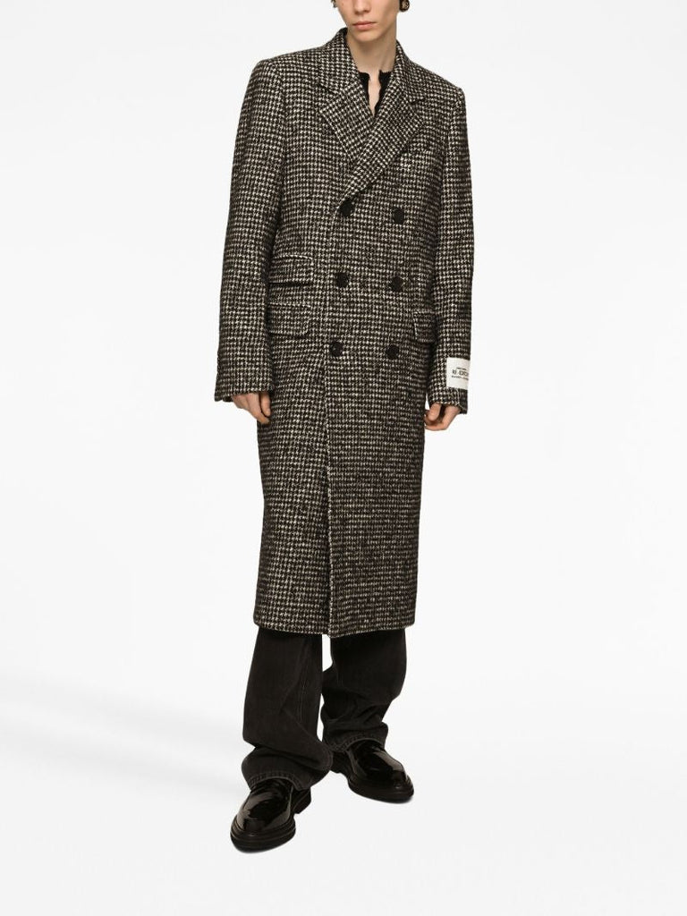 Black Double-breasted Houndstooth Coat