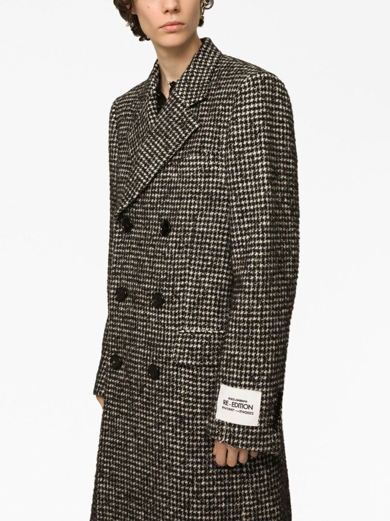 Black Double-breasted Houndstooth Coat