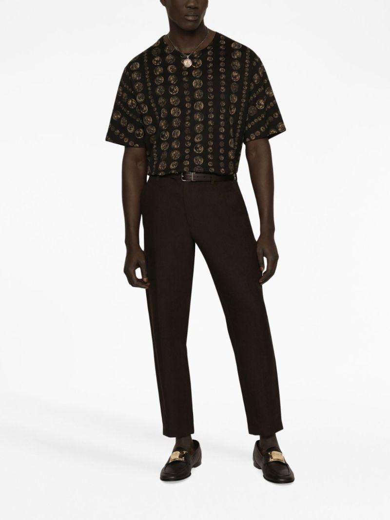 Black  Coin Print Cotton T-shirt
