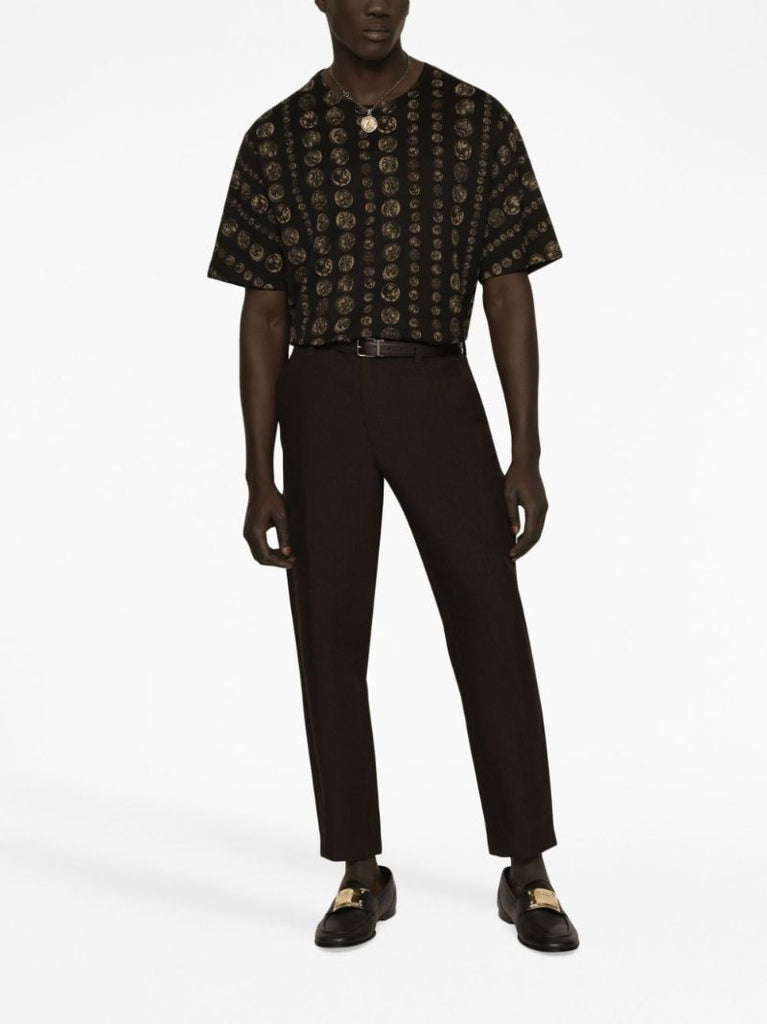 Black  Coin Print Cotton T-shirt