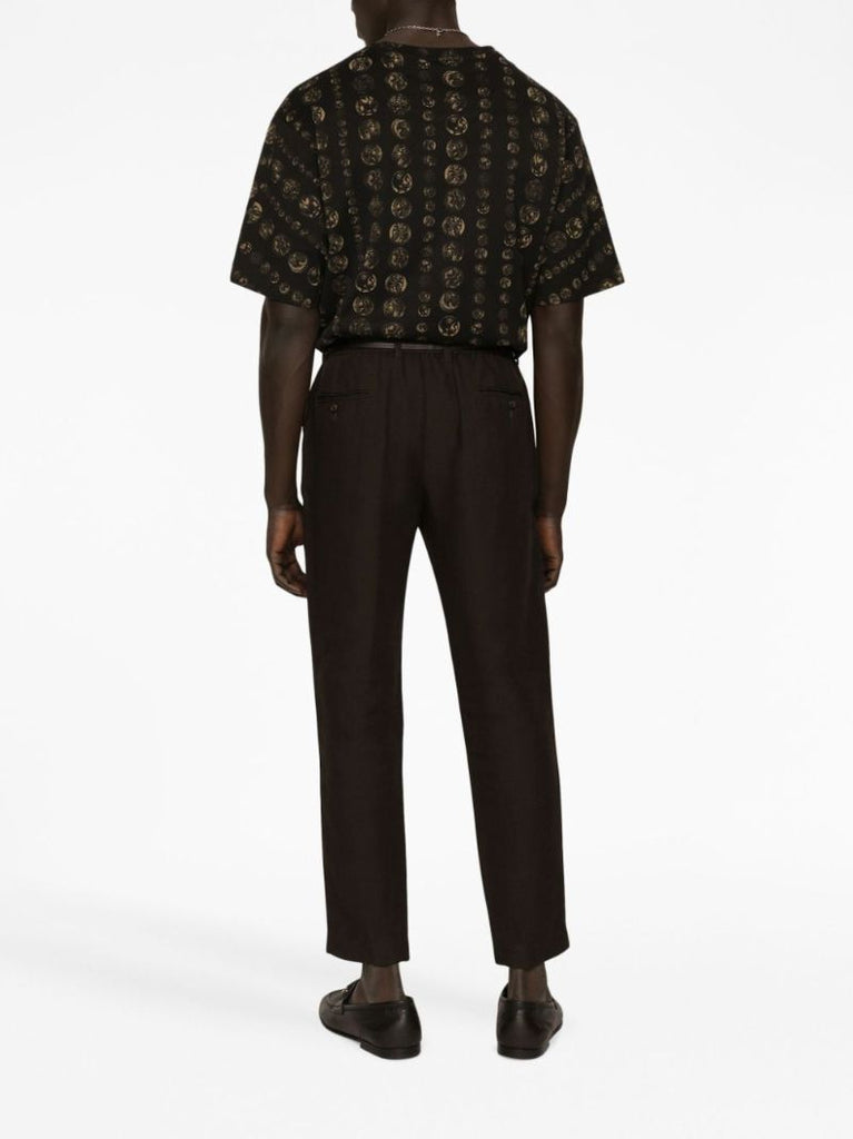 Black  Coin Print Cotton T-shirt