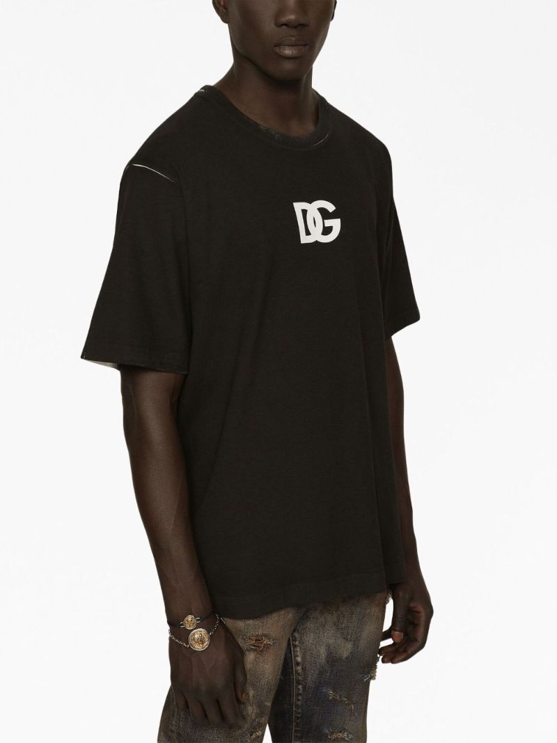 Black Cotton Logo Print T-shirt