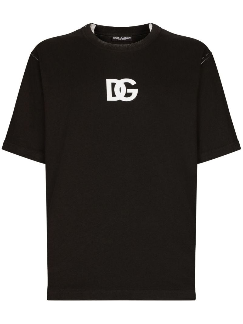 Black Cotton Logo Print T-shirt
