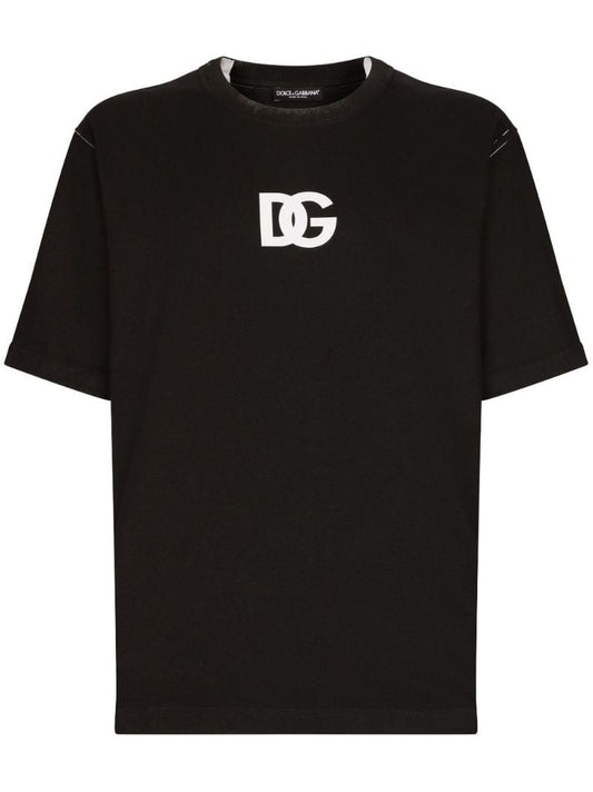 Black Cotton Logo Print T-shirt