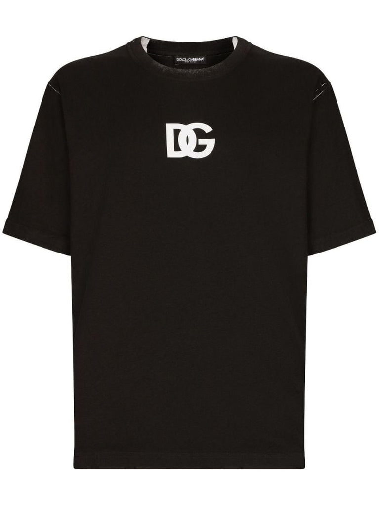 Black Cotton Logo Print T-shirt