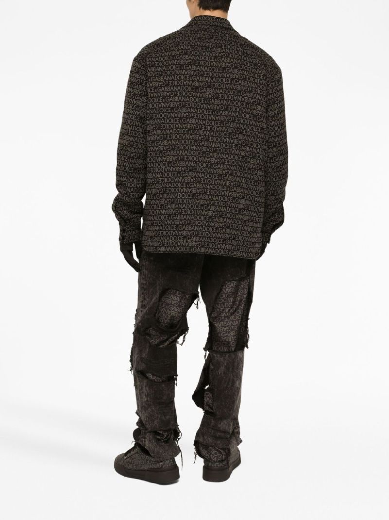 Black Distressed Cotton Sweatshirt