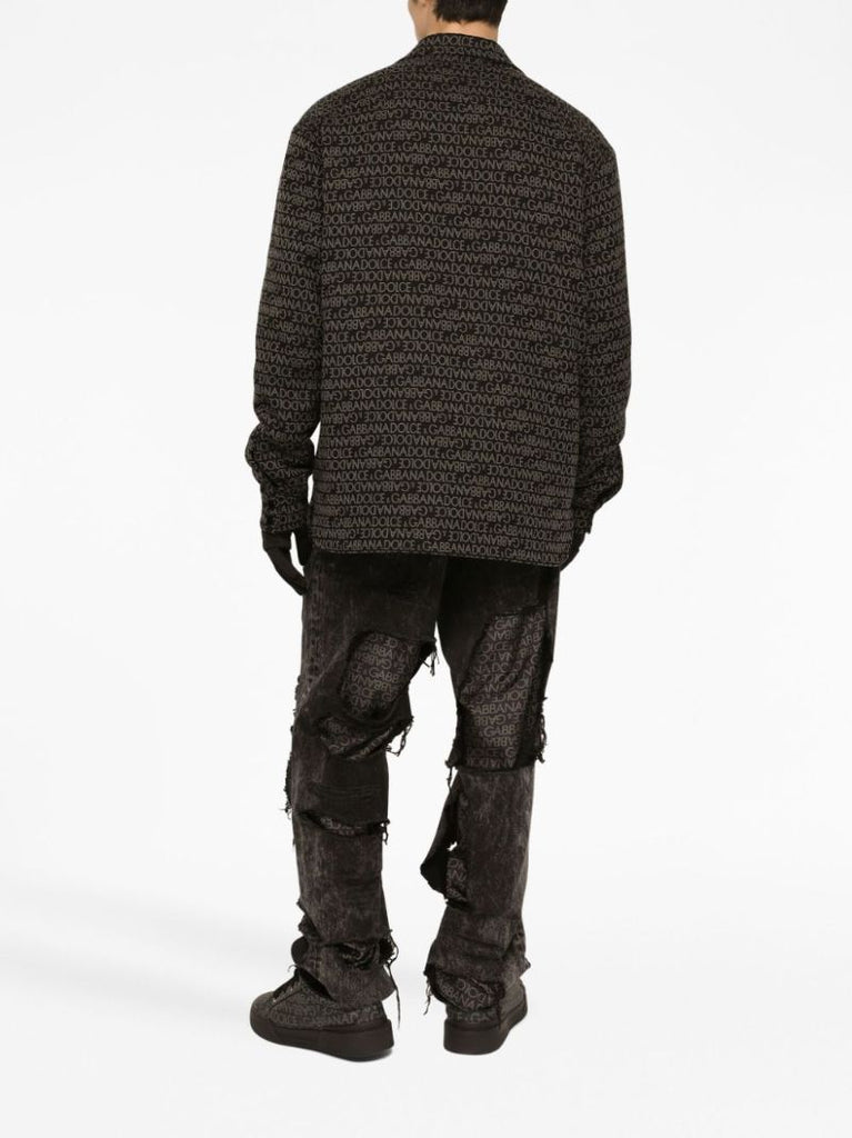Black Distressed Cotton Sweatshirt