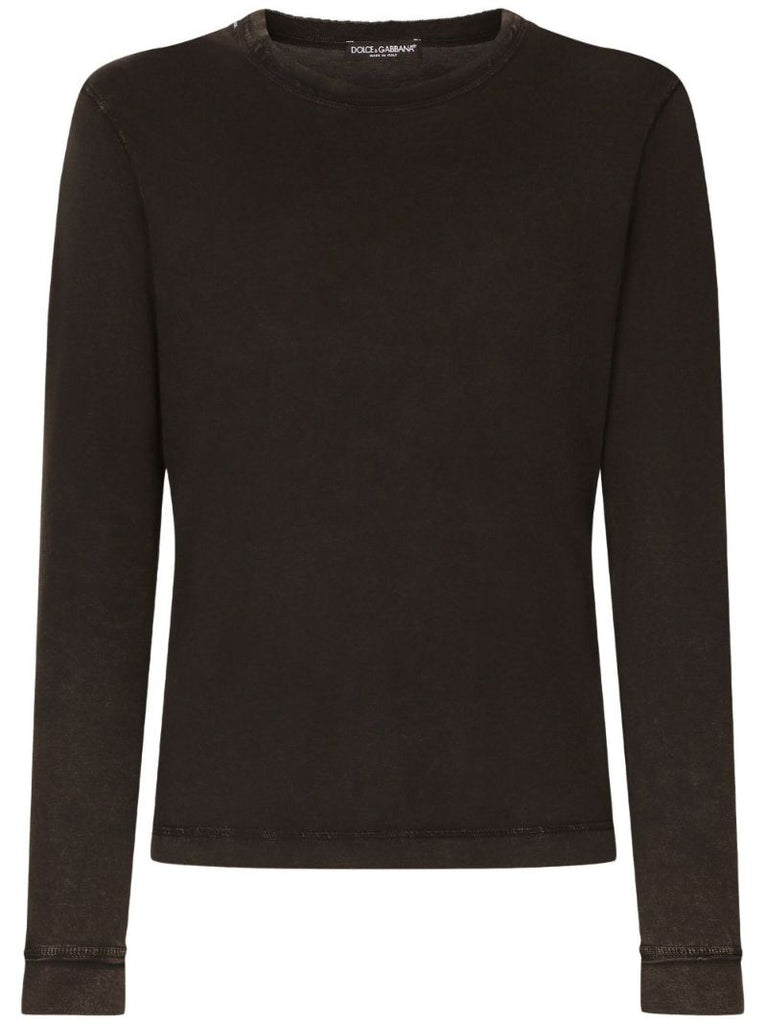 Black Distressed Cotton Sweatshirt