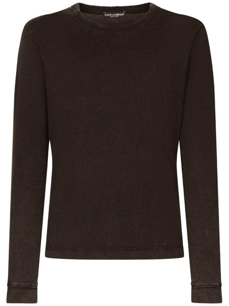 Black Distressed Cotton Sweatshirt