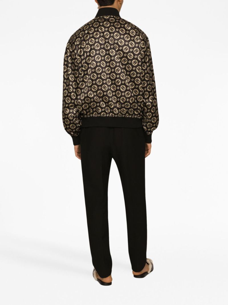 Brown Logo Print Bomber Jacket
