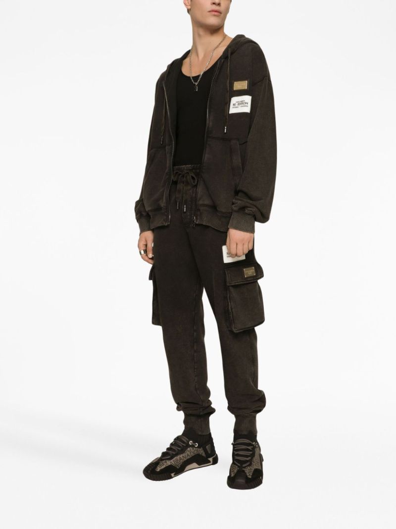 Black Logo-patch Zip-up Hoodie