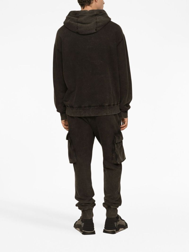 Black Logo-patch Zip-up Hoodie