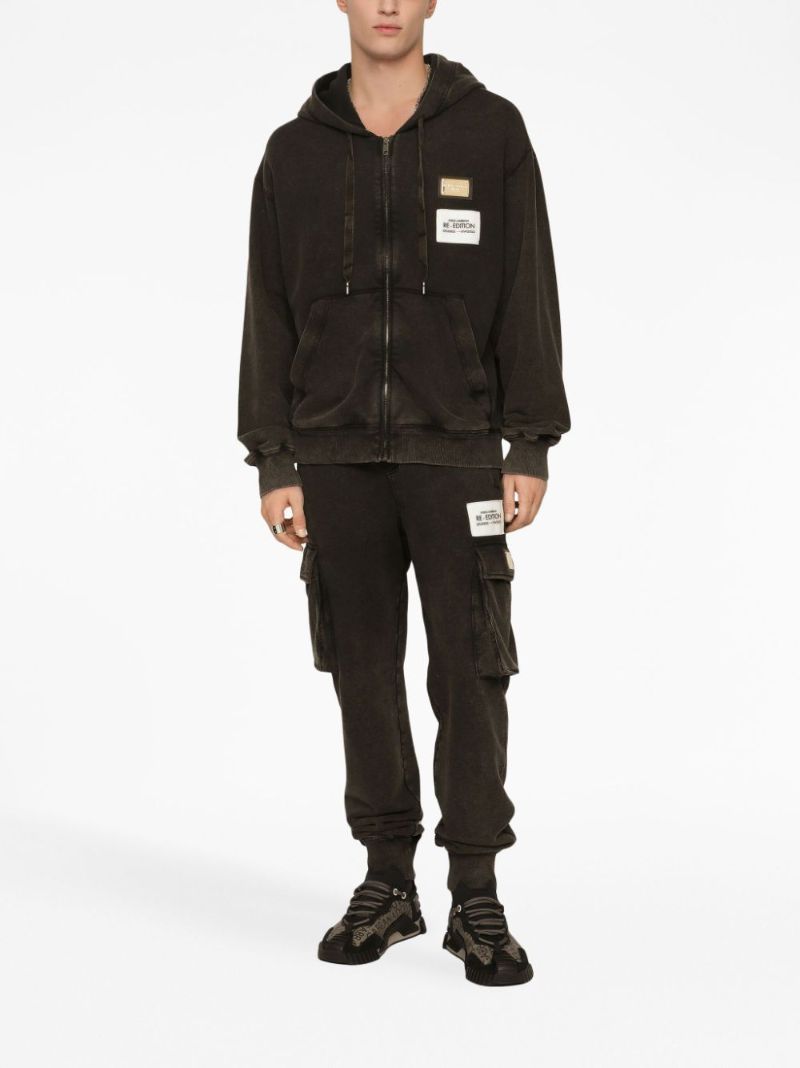 Black Logo-patch Zip-up Hoodie