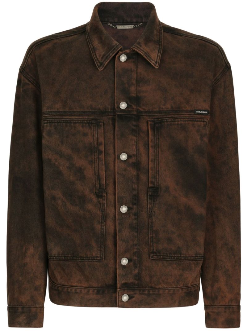 Brown Bleached Denim Jacket