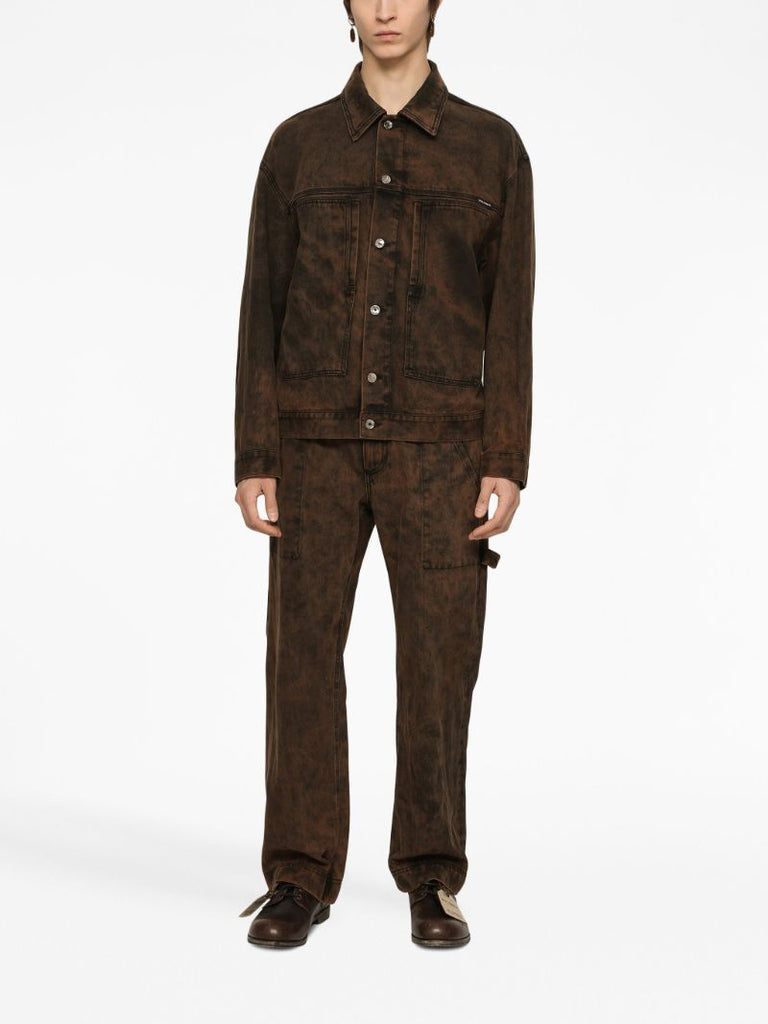 Brown Bleached Denim Jacket