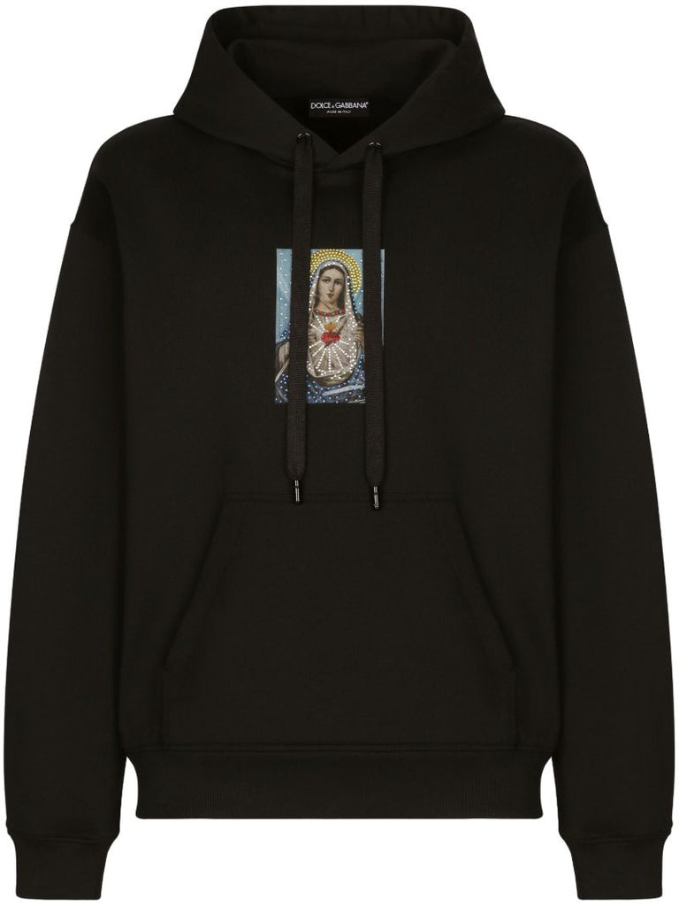 Black Graphic-print Cotton Hoodie