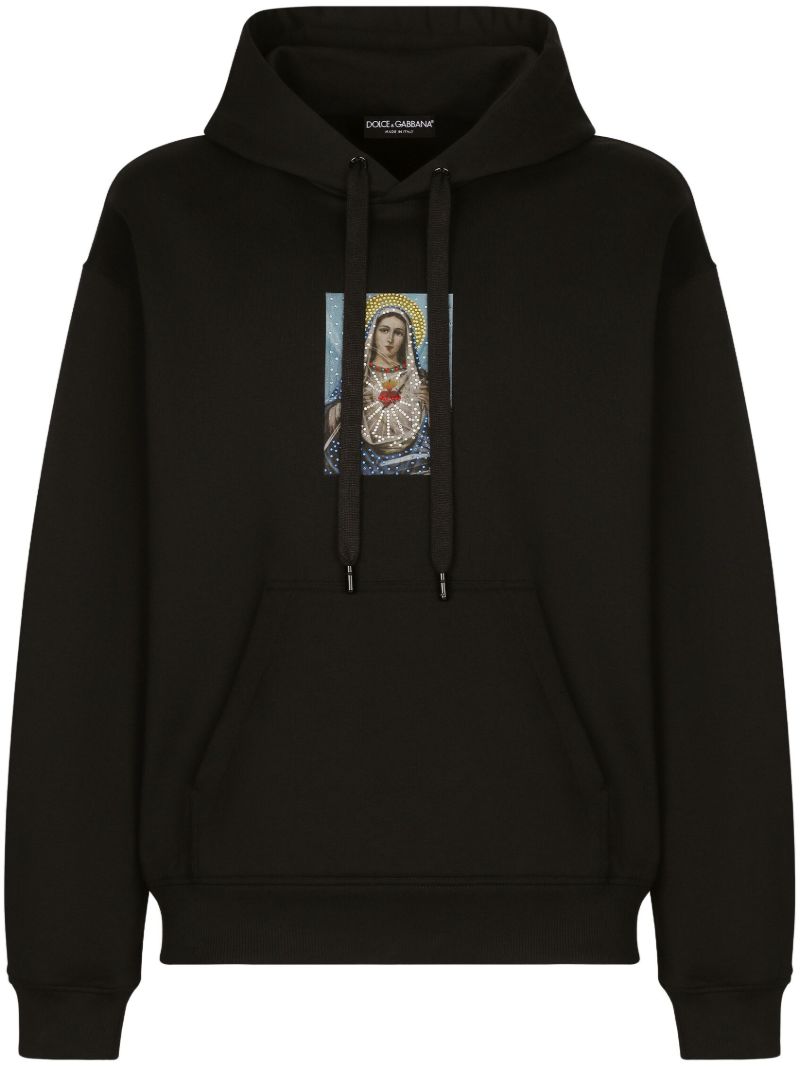 Black Graphic-print Cotton Hoodie