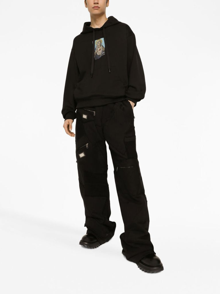 Black Graphic-print Cotton Hoodie