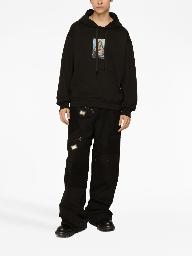 Black Graphic-print Cotton Hoodie
