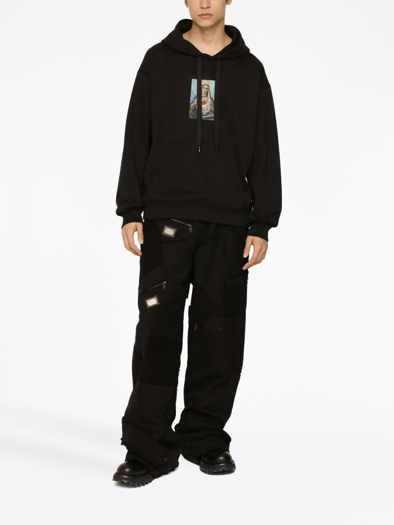 Black Graphic-print Cotton Hoodie