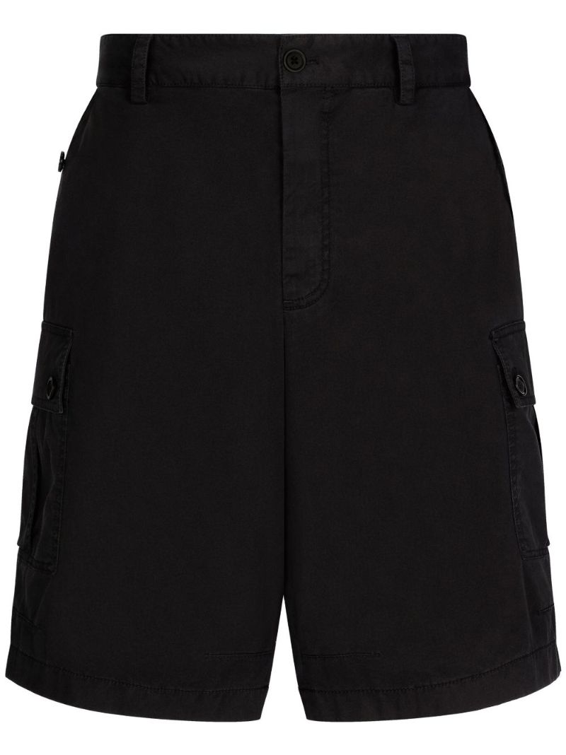 Black Stretch Cotton Cargo Shorts