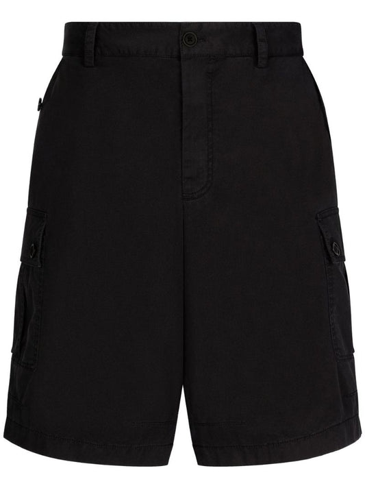 Black Stretch Cotton Cargo Shorts
