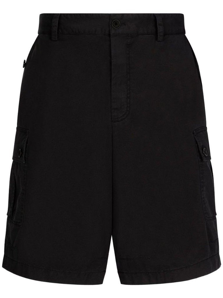 Black Stretch Cotton Cargo Shorts