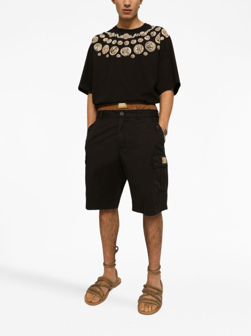 Black Stretch Cotton Cargo Shorts