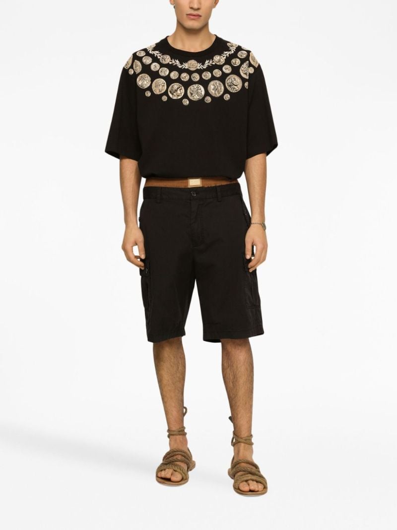Black Stretch Cotton Cargo Shorts