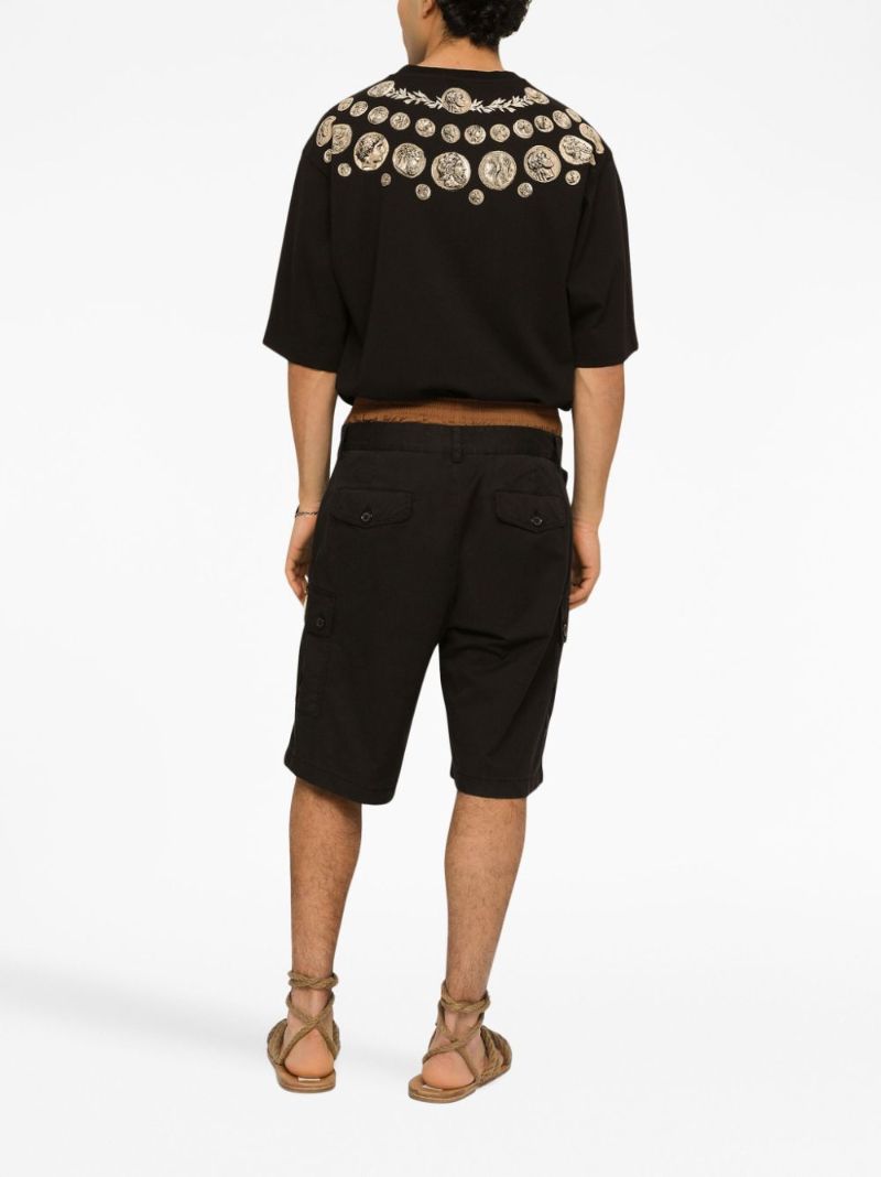 Black Stretch Cotton Cargo Shorts