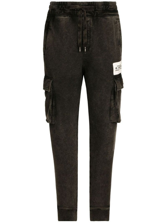 Black Cotton Re-edition Label Track Pants