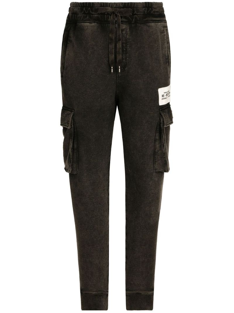 Black Cotton Re-edition Label Track Pants