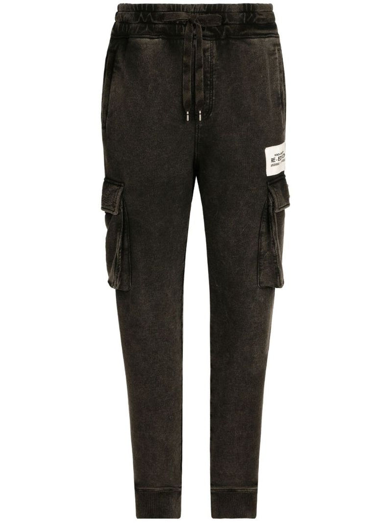 Black Cotton Re-edition Label Track Pants