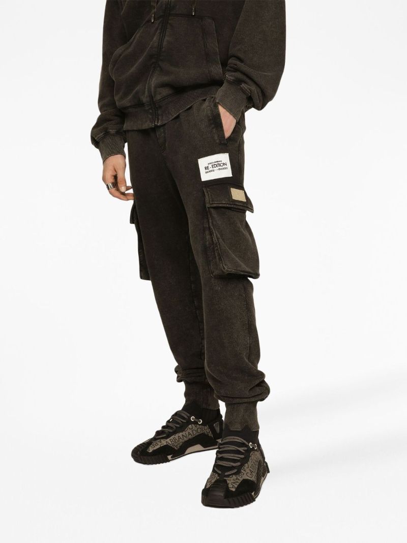 Black Cotton Re-edition Label Track Pants