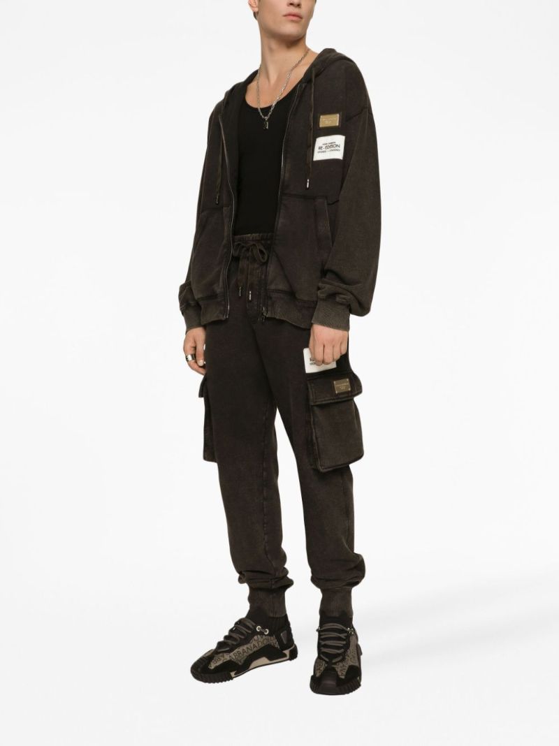 Black Cotton Re-edition Label Track Pants