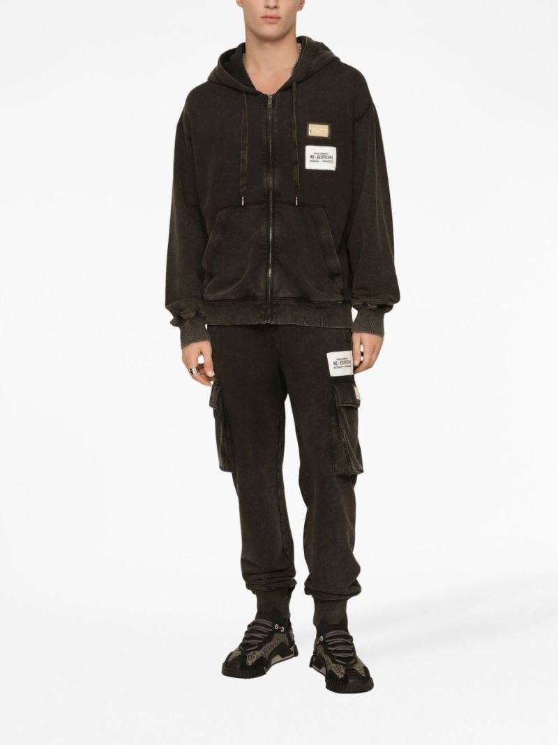 Black Cotton Re-edition Label Track Pants