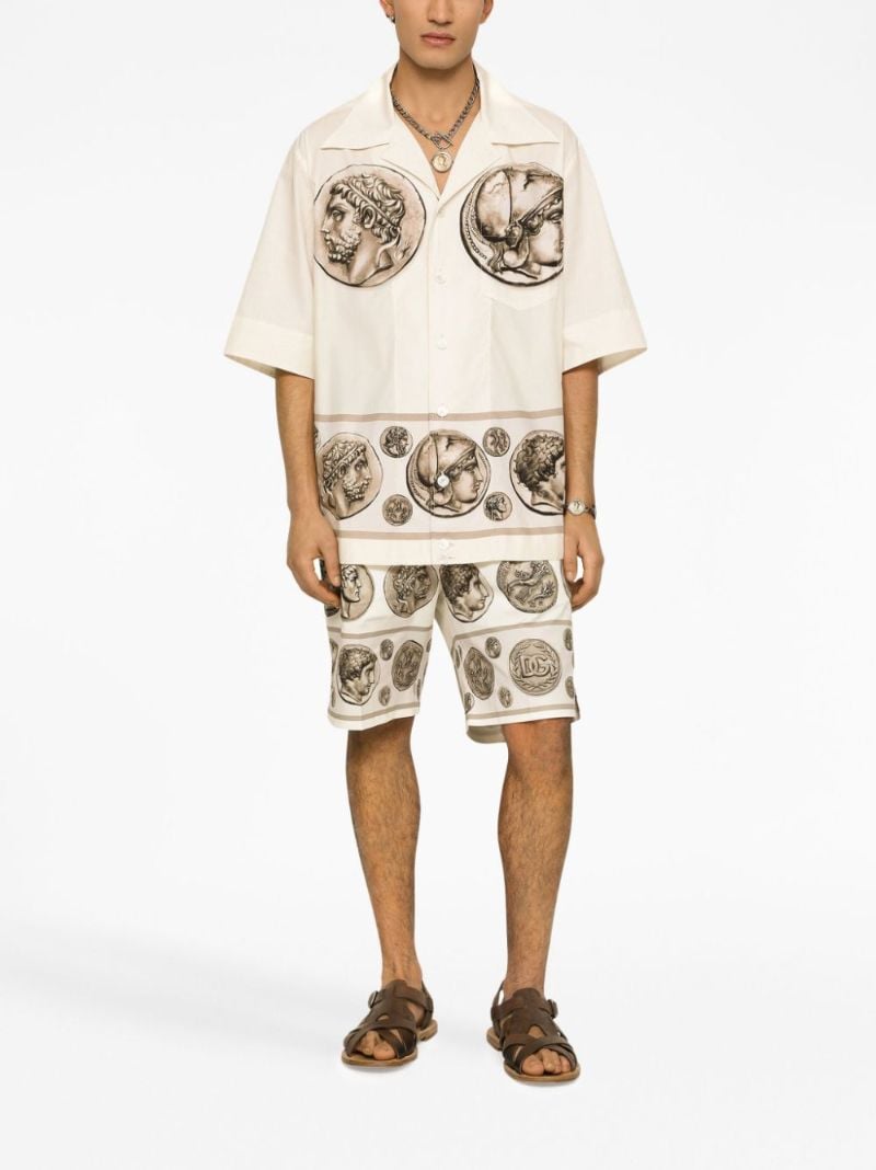 Neutral Coin-print Tailored Shorts