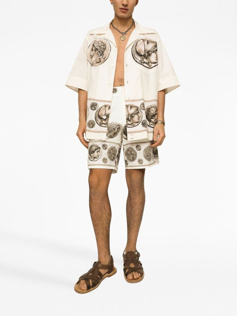 Neutral Coin-print Tailored Shorts
