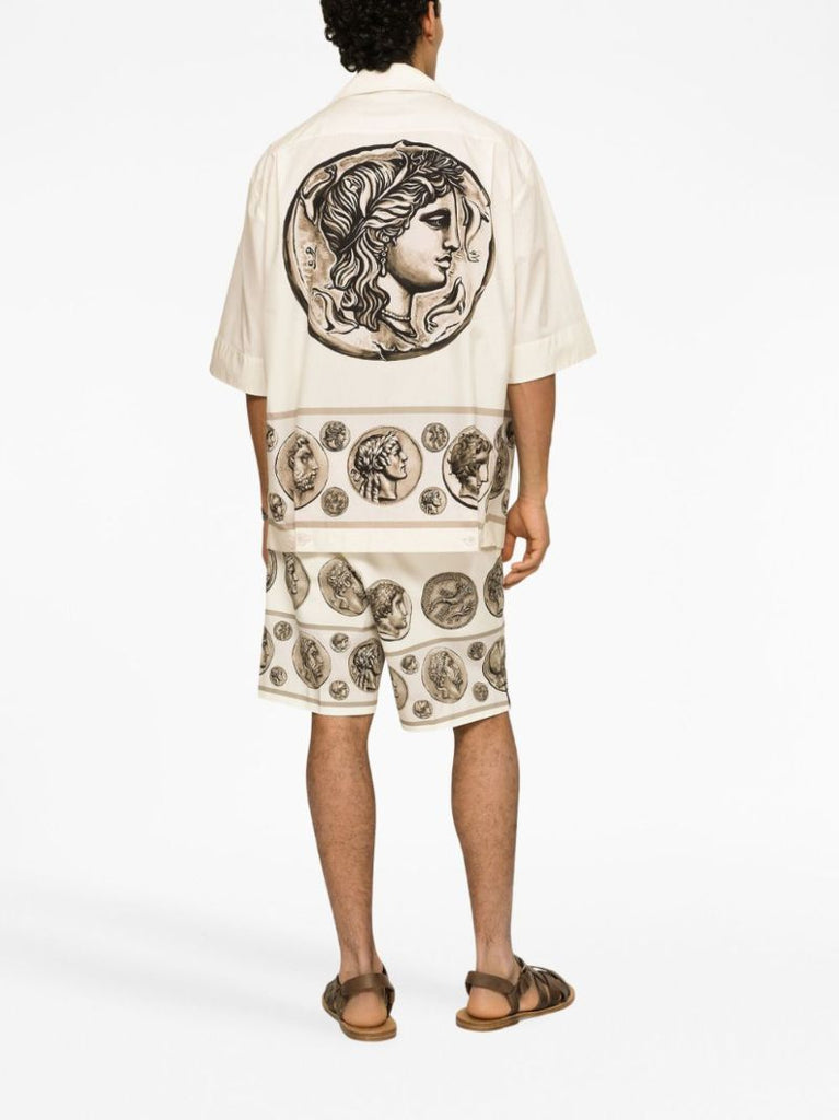 Neutral Coin-print Tailored Shorts