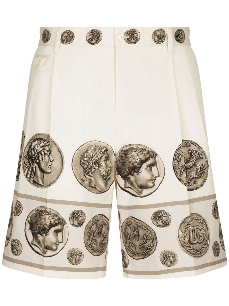 Neutral Coin-print Tailored Shorts
