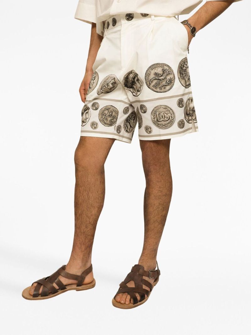Neutral Coin-print Tailored Shorts