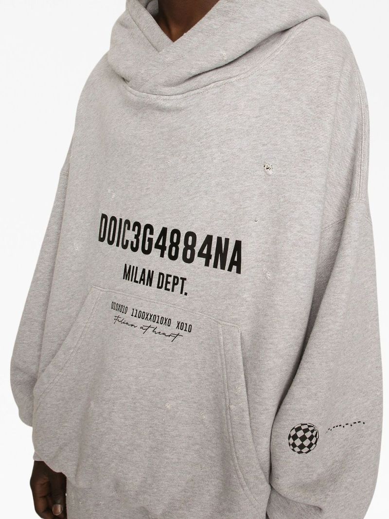 Grey Logo-print Cotton Hoodie