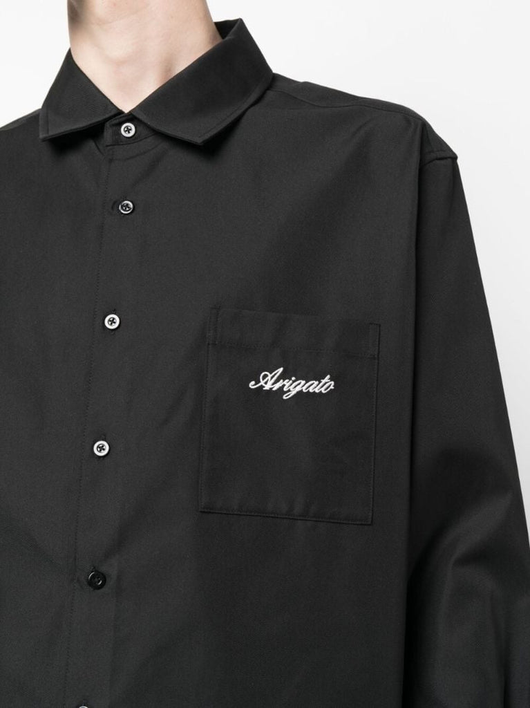 Black Flow Logo Embroidered Overshirt