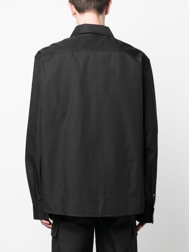 Black Flow Logo Embroidered Overshirt