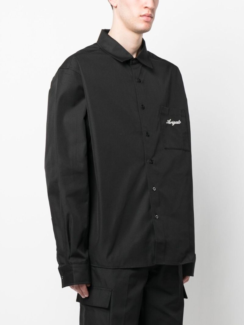 Black Flow Logo Embroidered Overshirt